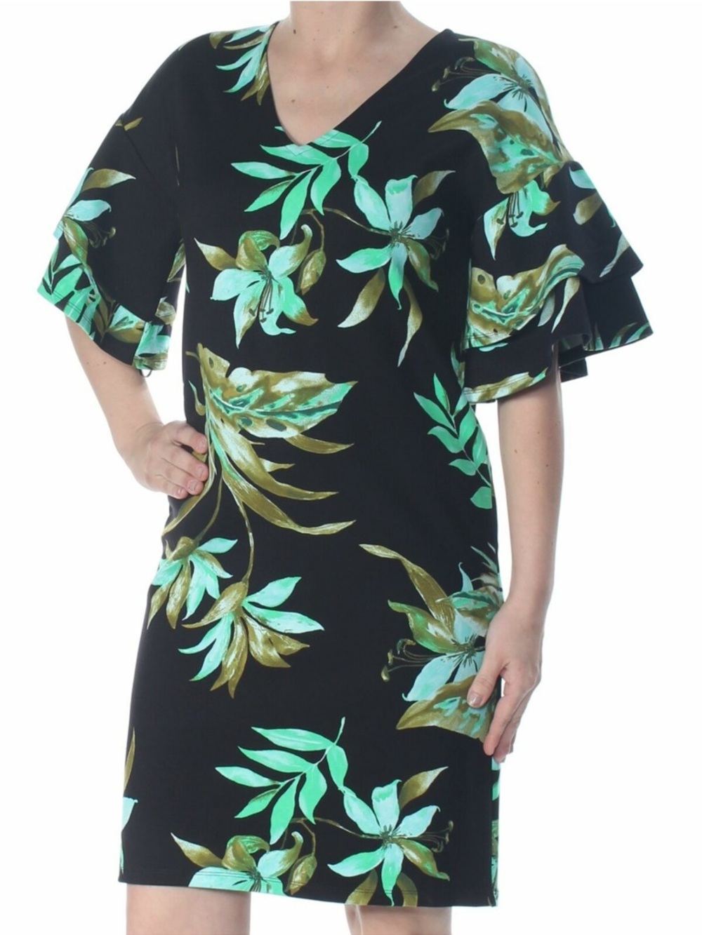 Lauren Ralph Lauren Black Tropical Print Shift Dress 3X